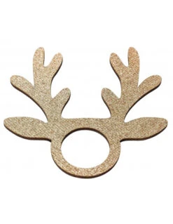 4 Ronds De Serviettes Cerf En Bois à Paillettes