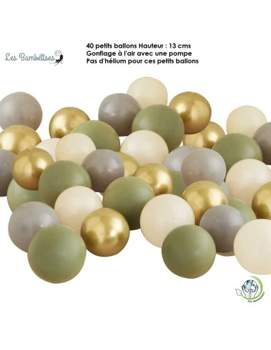 40 Petits Ballons Vert Eucalyptus Nude Gris & Or 2 40 Petits Ballons Vert Eucalyptus Nude Gris & Or – Image 2