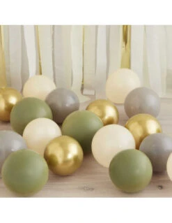40 Petits Ballons Vert Eucalyptus Nude Gris & Or 6 40 Petits Ballons Vert Eucalyptus Nude Gris & Or -Déco Festive Soldes 40 petits ballons vert eucalyptus nude gris or 2