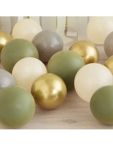 40 Petits Ballons Vert Eucalyptus Nude Gris & Or 4 40 Petits Ballons Vert Eucalyptus Nude Gris & Or – Image 4