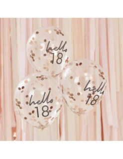 5 Ballons 18 Ans Hello 18 Confettis Rose Gold