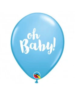 5 Ballons Bleus Ecriture "Oh Baby " Blanche