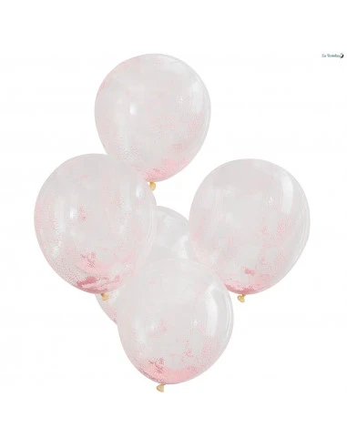 5 Ballons Confettis Billes Roses 2 5 Ballons Confettis Billes Roses – Image 2