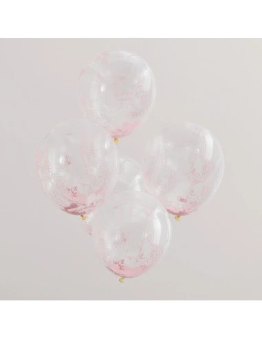 5 Ballons Confettis Billes Roses 1 5 Ballons Confettis Billes Roses