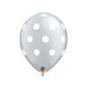 5 Ballons Gris Argent Avec Pois Blancs