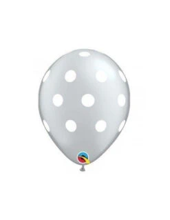 5 Ballons Gris Argent Avec Pois Blancs