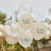 5 Ballons Hello Baby Beige Confettis Nuages