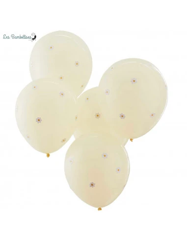 5 Ballons Jaunes Pastel Avec Marguerites 2 5 Ballons Jaunes Pastel Avec Marguerites – Image 2