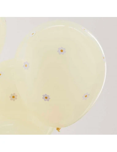 5 Ballons Jaunes Pastel Avec Marguerites 3 5 Ballons Jaunes Pastel Avec Marguerites – Image 3