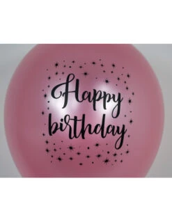 5 Ballons Rose Clair Imprimés Happy Birthday Et Etoiles -Déco Festive Soldes 5 ballons rose clair metallises imprimes happy birthday avec etoiles 3