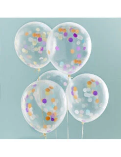 5 Ballons Transparents Avec Confettis De Couleur -Déco Festive Soldes 5 ballons transparents avec confettis de couleur a l interieur 2
