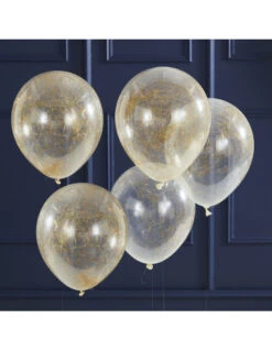 5 Ballons Transparents Avec Fils D'Ange Dorés
