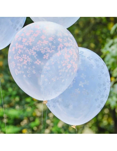 5 Ballons Transparents Avec Fleurs Pastels 3 5 Ballons Transparents Avec Fleurs Pastels – Image 3
