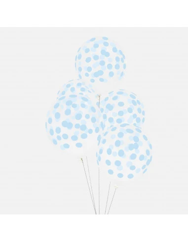 5 Ballons Transparents Imprimés Pois Bleu Ciel My Little Day 2 5 Ballons Transparents Imprimés Pois Bleu Ciel My Little Day – Image 2
