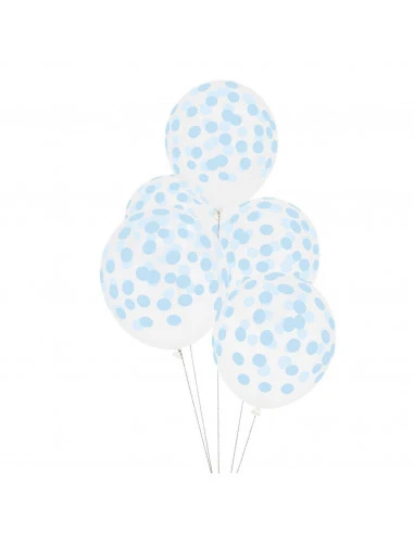 5 Ballons Transparents Imprimés Pois Bleu Ciel My Little Day 3 5 Ballons Transparents Imprimés Pois Bleu Ciel My Little Day – Image 3