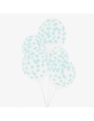 5 Ballons Transparents Imprimés Pois Vert Menthe My Little Day 4 5 Ballons Transparents Imprimés Pois Vert Menthe My Little Day – Image 4