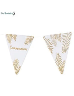 5 Fanions Triangles Communion Champêtre Or