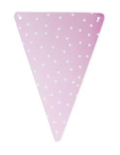 5 Fanions Triangles Roses Pois Blancs