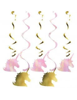 5 Guirlandes à Suspendre Licornes Irisées Et Dorées