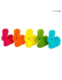 5 Petits Lapins Multicolores Décoratifs 7Cms