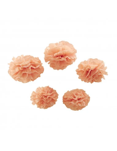 5 Pompons En Papier De Soie Rose Pastel 2 5 Pompons En Papier De Soie Rose Pastel – Image 2