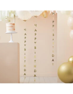 5 Queues De Ballon Happy Birthday Doré