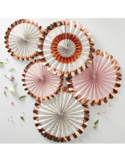 5 Rosaces Avec Fleurs Et Pois Rose Gold