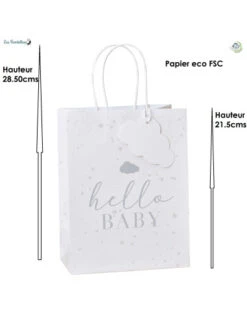 5 Sacs Cadeaux Invités Hello Baby Beige -Déco Festive Soldes 5 sacs cadeaux invites hello baby beige 2