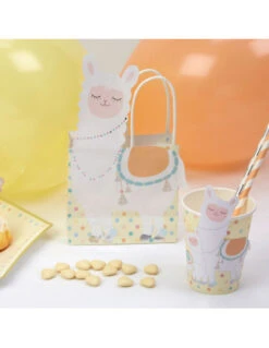 5 Sacs Cadeaux Invités Lama Pastel