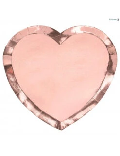 6 Assiettes Coeurs En Carton Rose Gold