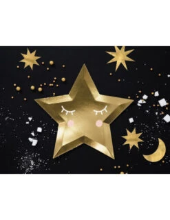 6 Assiettes Etoiles Dorées Avec Cils -Déco Festive Soldes 6 assiettes etoiles dorees avec cils 4
