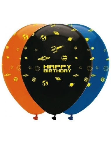 6 Ballons Imprimés Espace Happy Birthday 1 6 Ballons Imprimés Espace Happy Birthday