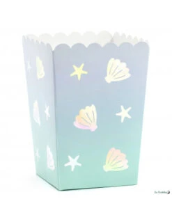 6 Boites à Popcorn Coquillages Thème Sirène