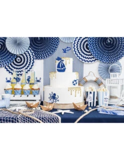6 Boites à Popcorn Rayures Bleues Assorties -Déco Festive Soldes 6 boites a popcorn rayures bleues assorties 3