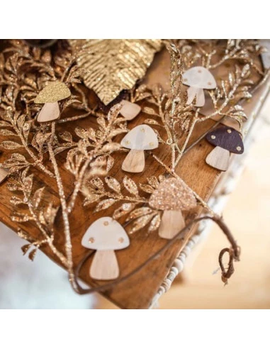 6 Champignons En Bois Adhésifs Avec Paillettes 3 6 Champignons En Bois Adhésifs Avec Paillettes – Image 3