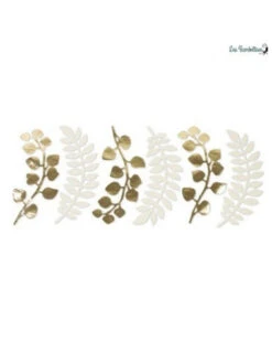 6 Feuilles Fougères Et Eucalyptus Ivoire Et Or