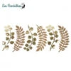 6 Feuilles Fougères Et Eucalyptus Kraft Et Or