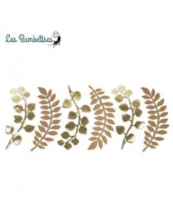 6 Feuilles Fougères Et Eucalyptus Kraft Et Or