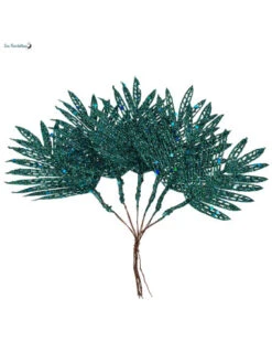 6 Feuilles Tropicales Pailletées Vert Emeraude