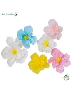 6 Fleurs Pastels En Papier De Soie