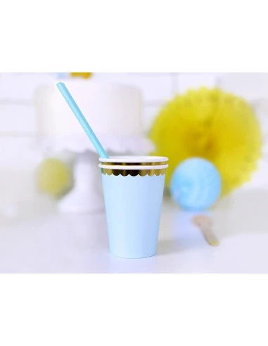 6 Gobelets Bleu Pastel Bordure Dorée 2 6 Gobelets Bleu Pastel Bordure Dorée – Image 2