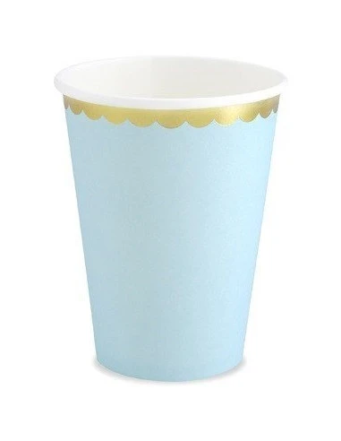 6 Gobelets Bleu Pastel Bordure Dorée 3 6 Gobelets Bleu Pastel Bordure Dorée – Image 3