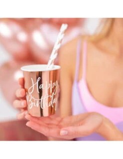 6 Gobelets Carton Rose Gold Happy Birthday 5 6 Gobelets Carton Rose Gold Happy Birthday -Déco Festive Soldes 6 gobelets carton rose gold happy birthday 2