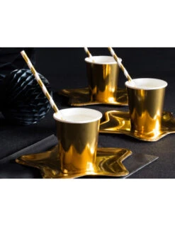 6 Gobelets En Carton Dorés Brillants -Déco Festive Soldes 6 gobelets en carton dores brillants 2