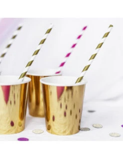 6 Gobelets En Carton Dorés Brillants