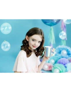 6 Gobelets Irisés Argent Thème Sirène -Déco Festive Soldes 6 gobelets irises argent theme sirene 2