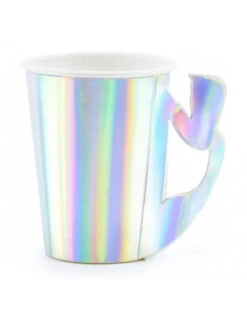 6 Gobelets Irisés Argent Thème Sirène