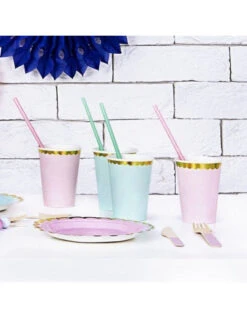 6 Gobelets Vert Pastel Bordure Dorée -Déco Festive Soldes 6 gobelets vert pastel bordure doree 2