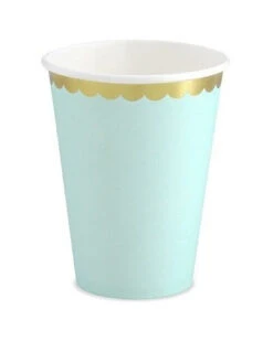 6 Gobelets Vert Pastel Bordure Dorée