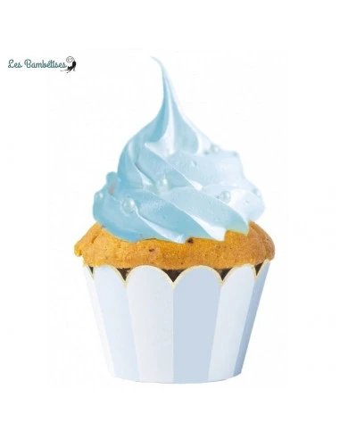 6 Habillages Caissettes Bleu,Blanc Bord Argent 1 6 Habillages Caissettes Bleu,Blanc Bord Argent